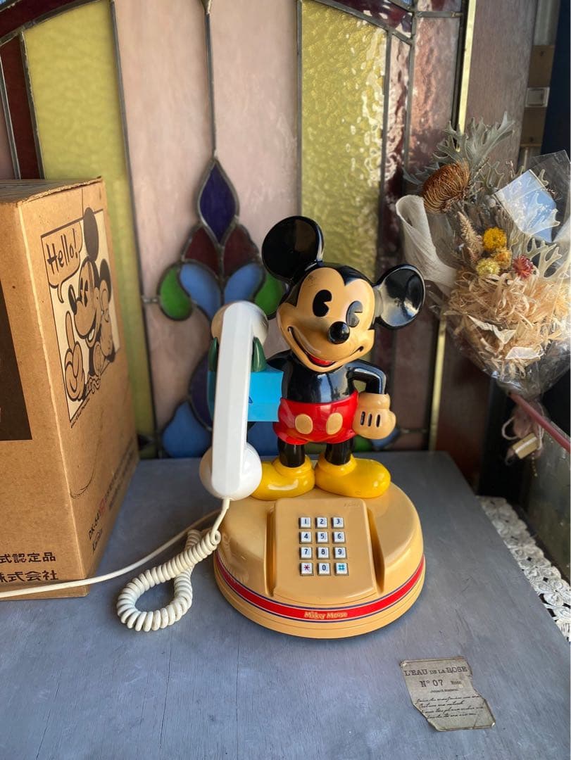 ディズニー ミッキーマウス インテリア ダイヤル式 電話機 当時物 昭和