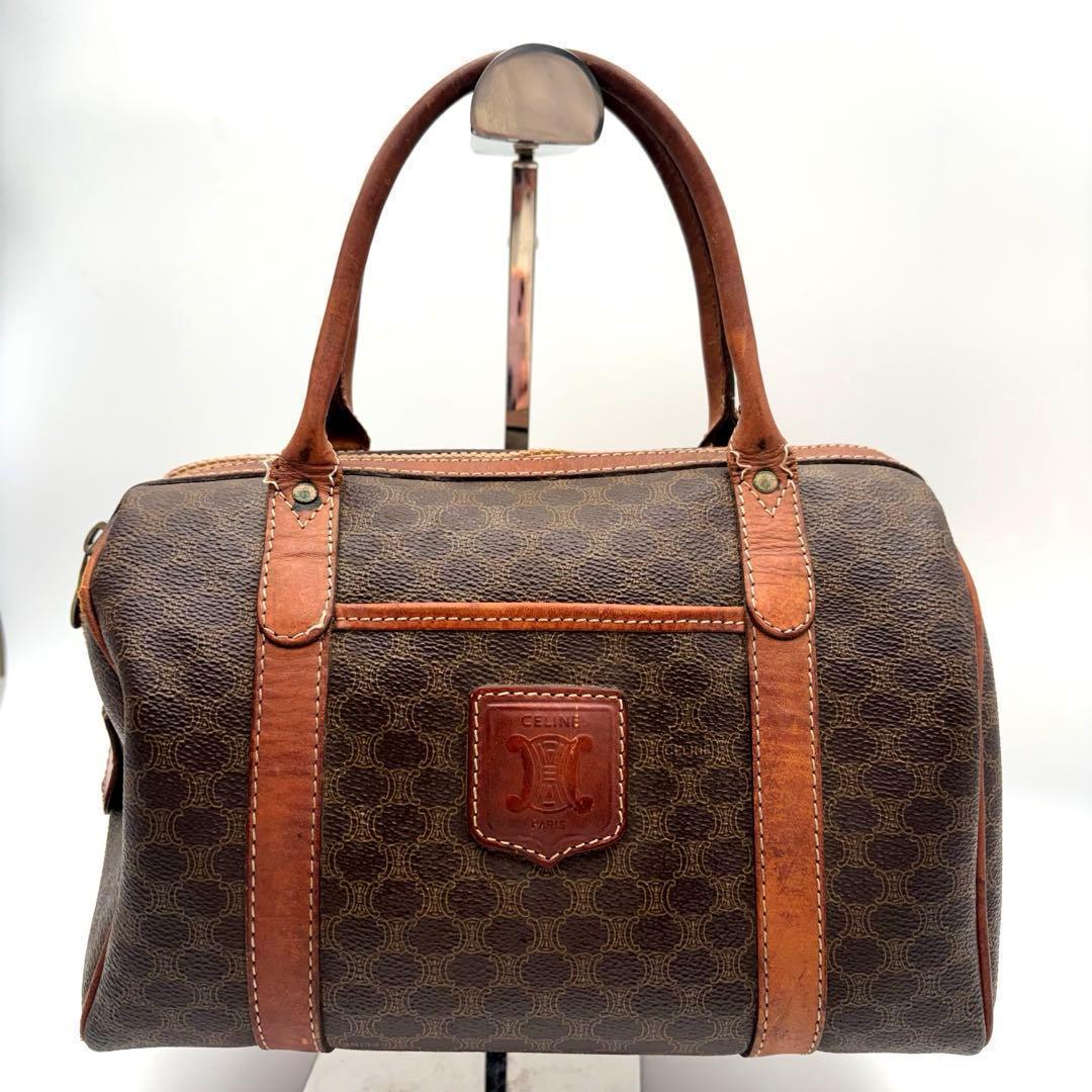 CELINE ミニボストンバッグ　マカダム柄　トリオンフ　PVC