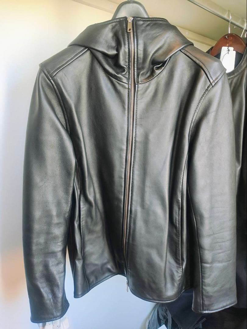 美品 タグ UNITED TOKYO レザー フーディー シングルライダース 1