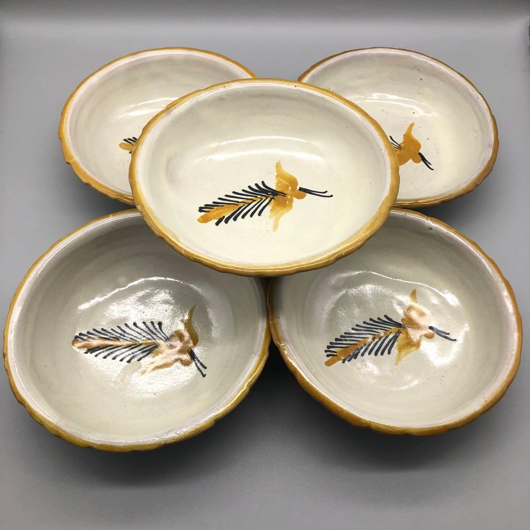 メキシコプエブラタラベラ焼ビンテージ陶器伝統工芸バード鳥ボウル鉢19cm5点A