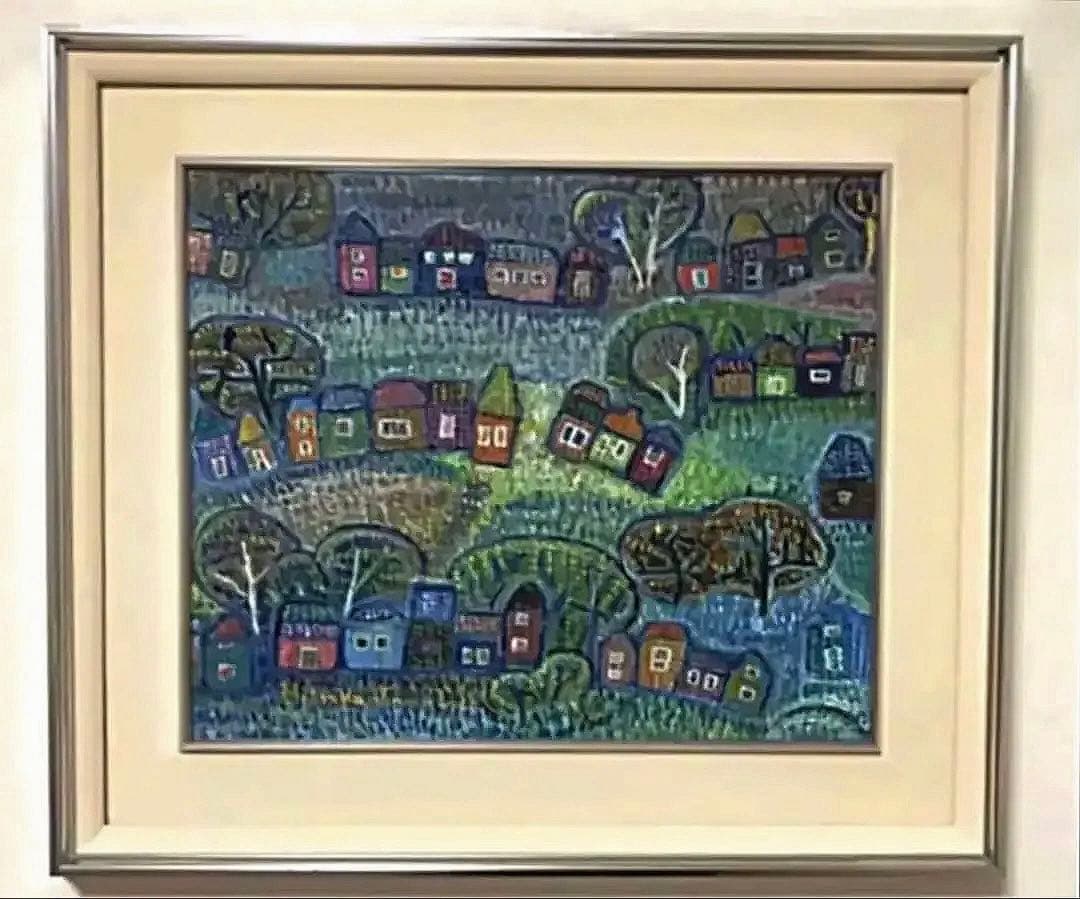 絵画 額装 Mituko.T作 油絵 街並み