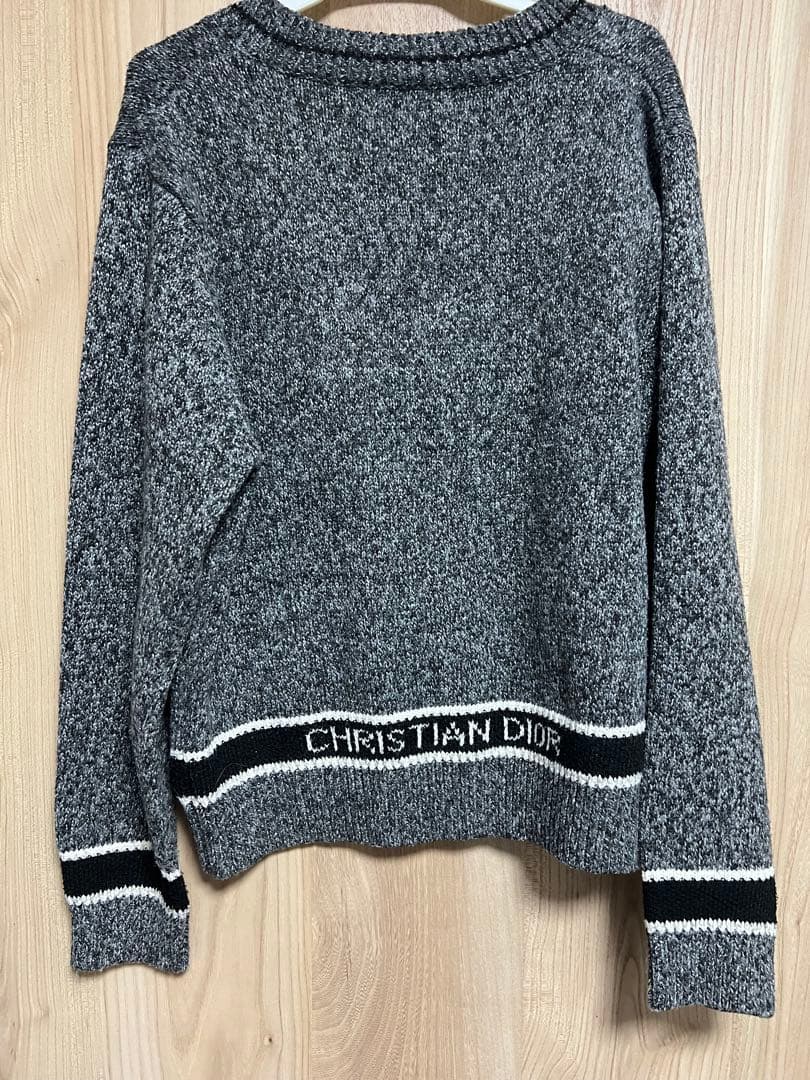 Christian Dior グレー ロゴ入り ニット M