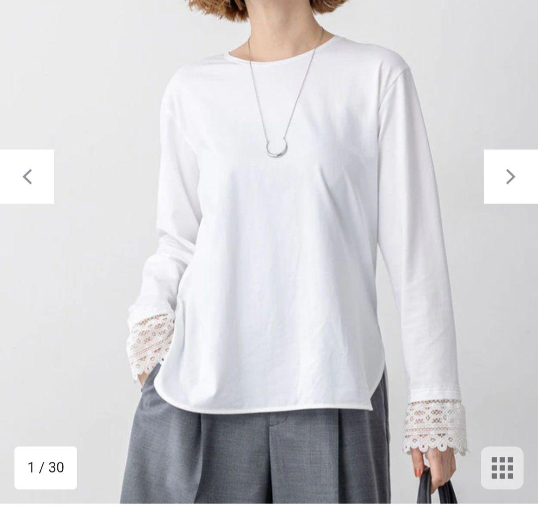 23区【洗える】ナチュラルコットンベア レースレイヤード カットソー