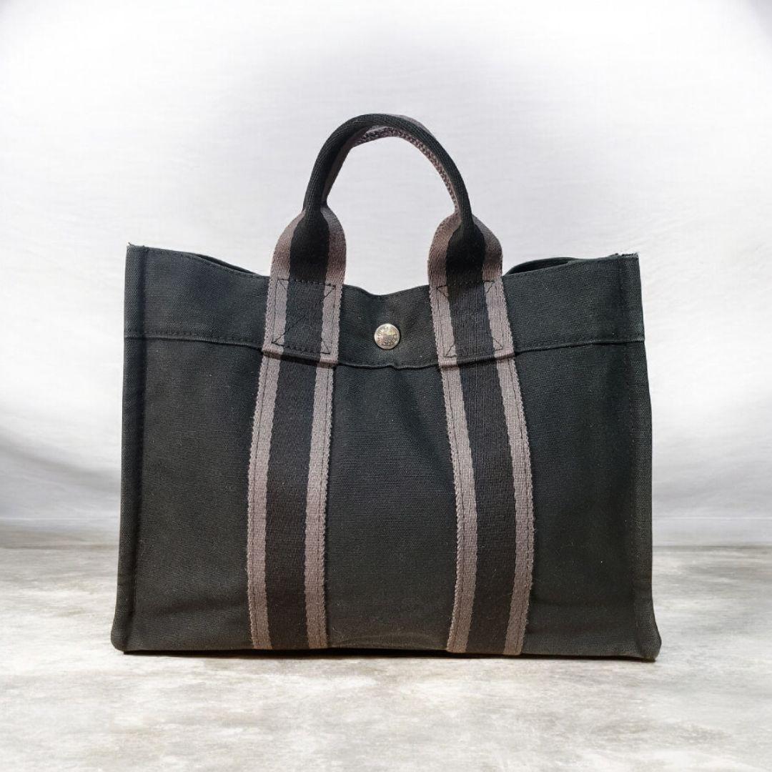 美品 HERMES エルメス フールトゥPM ブラック キャンバストート HERMES（エルメス） （美品）HERMES フールトゥ MM キャンバス