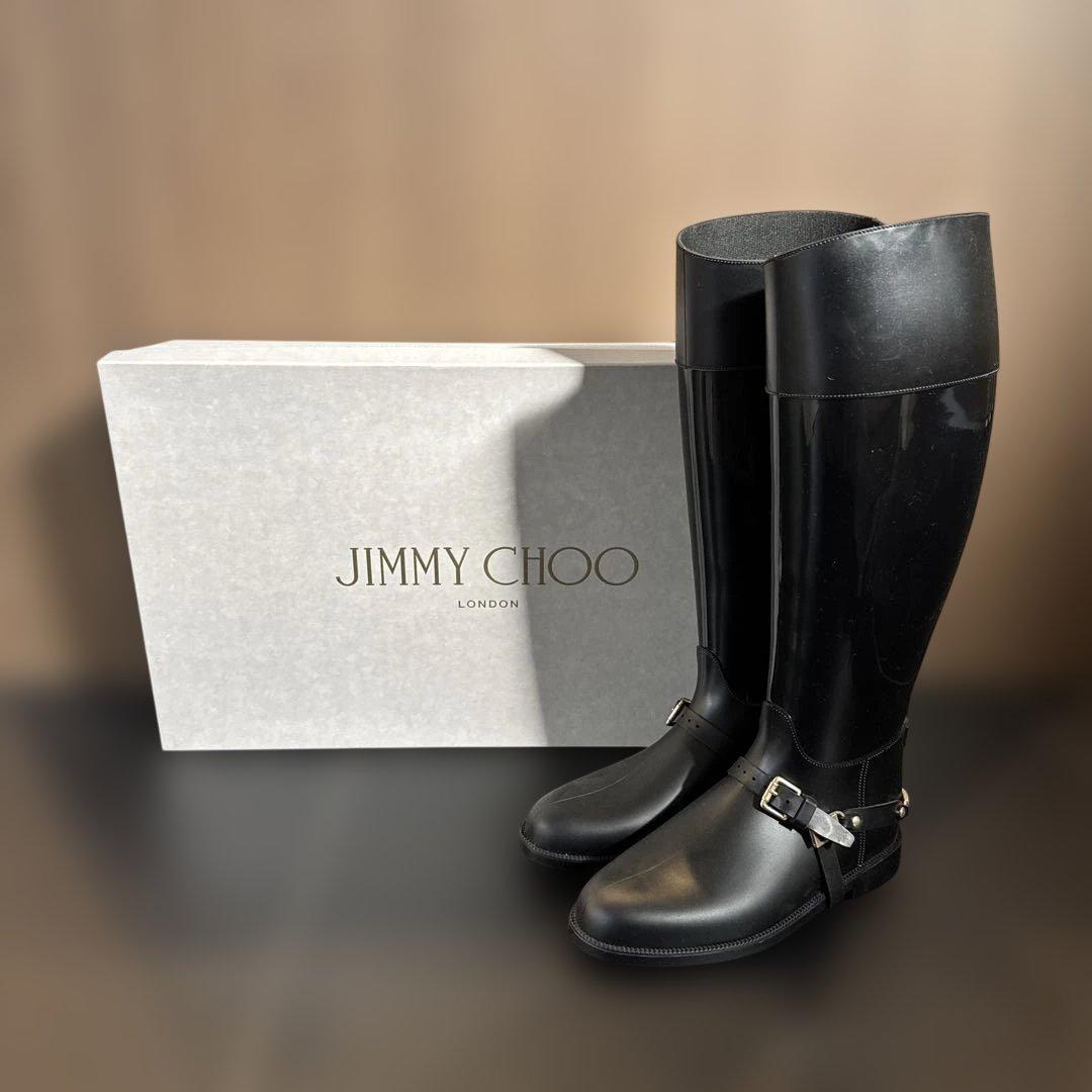 JIMMY CHOO ジミーチュウ　ストラップ付き　レインブーツ 黒　37