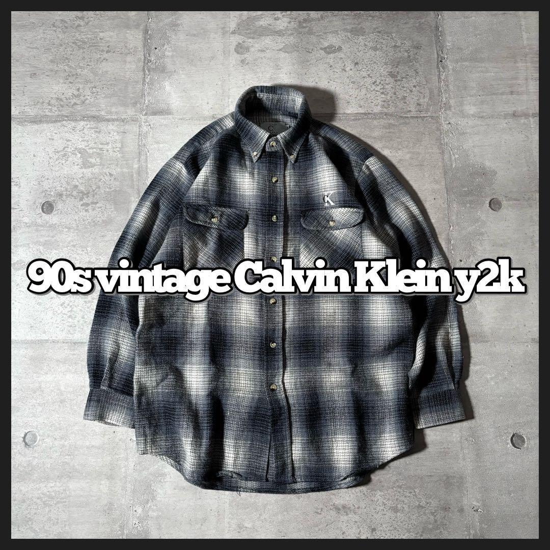 トップス 90s vintage   ombre check y2k