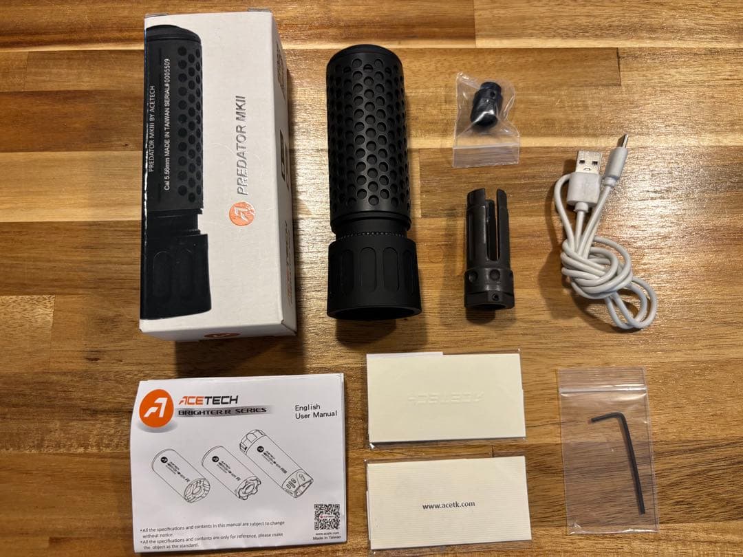 サプレッサー　KAC QDCタイプ　ナイツアーマメント　赤色BB弾発光可能 楽天市場】5KU KAC 556 QDC/CQB タイプ ショートサプレッサー 14mm逆