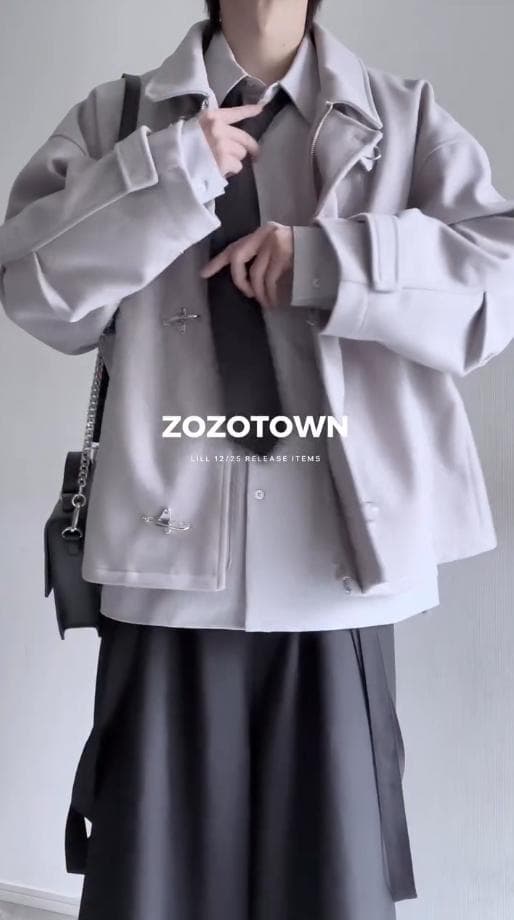 M 未使用に近い LILL ショート丈メルトンファイヤーマンブルゾン グレー