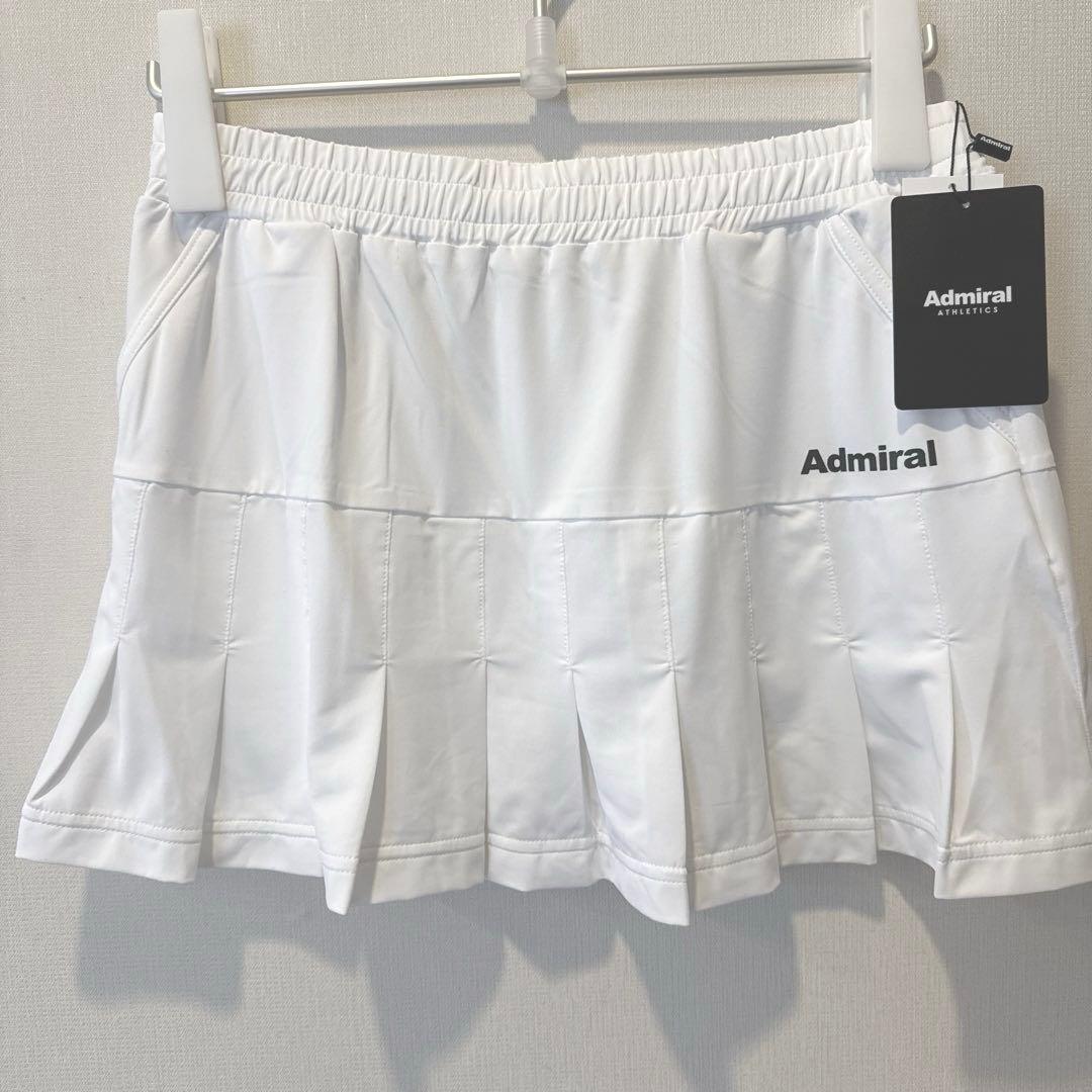 完売商品　新品　Admiral テニス プリーツスカート L ホワイト アドミラル(Admiral) ウェア（レディース） ]ボックスプリーツスコート