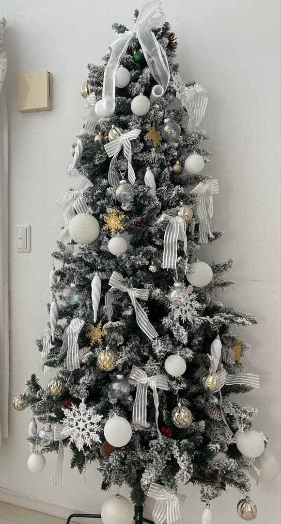 ハーフクリスマスツリー180cm以上 オーナメント ライト付 引き取り可能