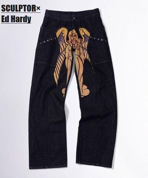 SCULPTOR×Ed Hardy Cracked Angel Denim