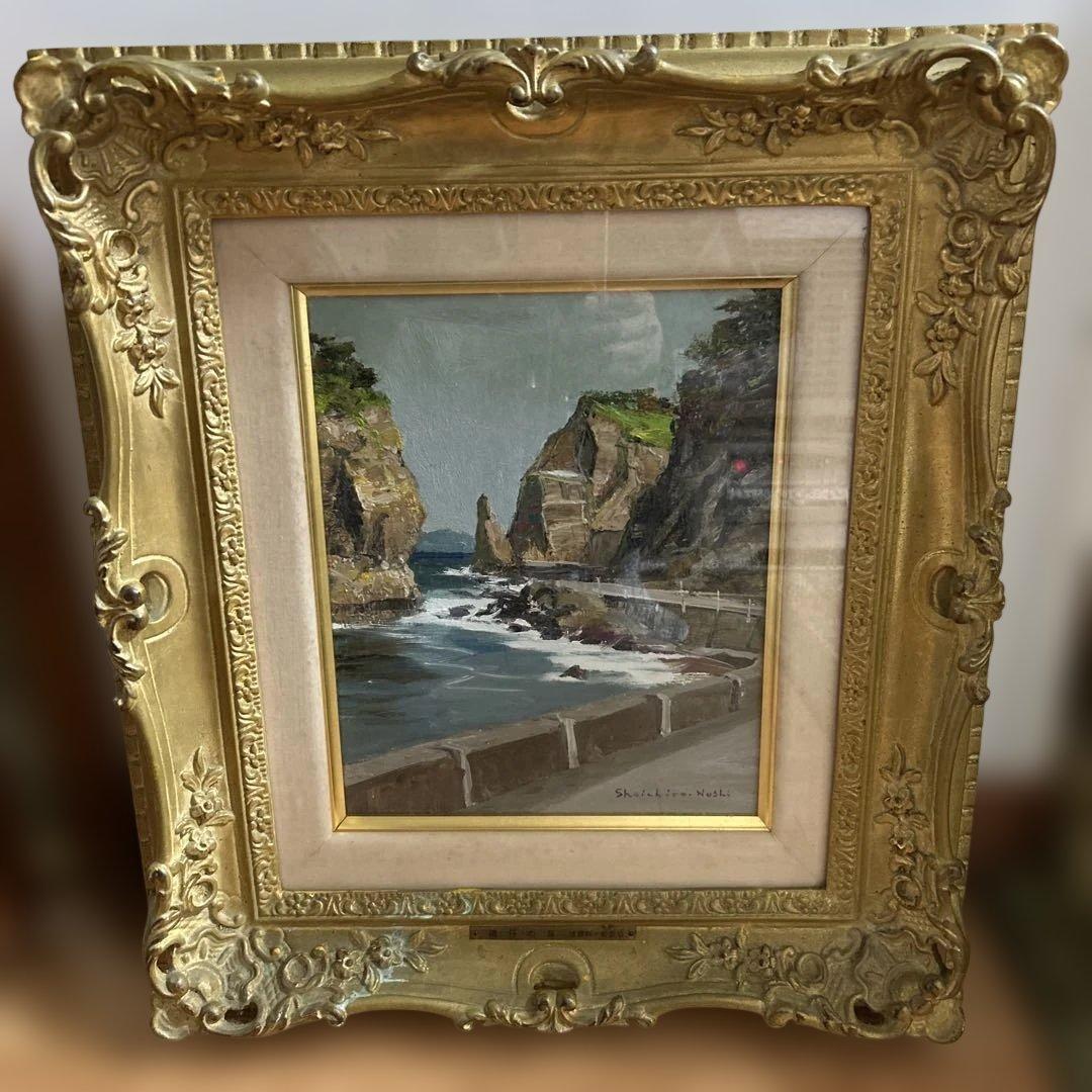 【真作保証】塗師祥一郎「積丹の海」油彩6号 直筆サイン 絵画