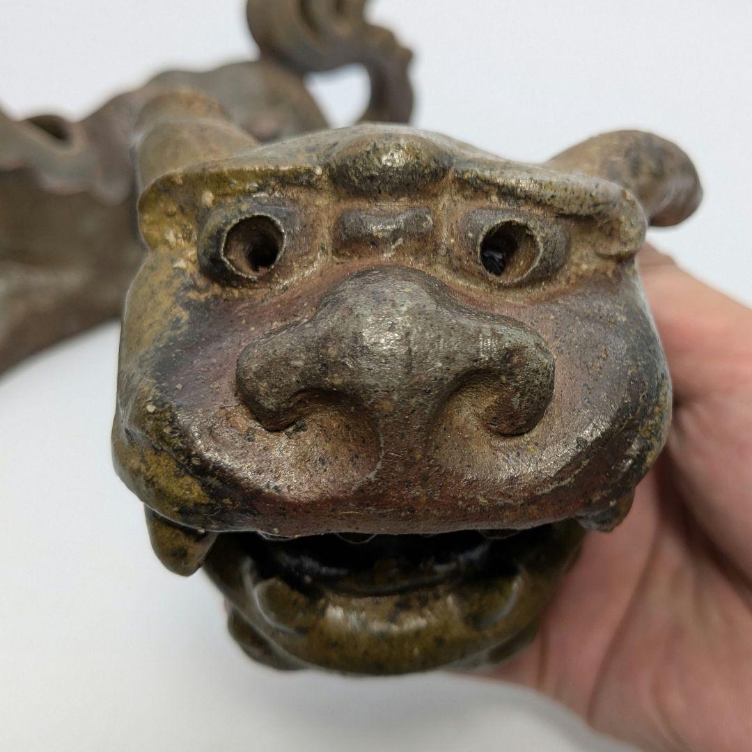 未使用】岡山県重要無形文化財 浦上善次 備前焼 獅子香炉 共箱共布