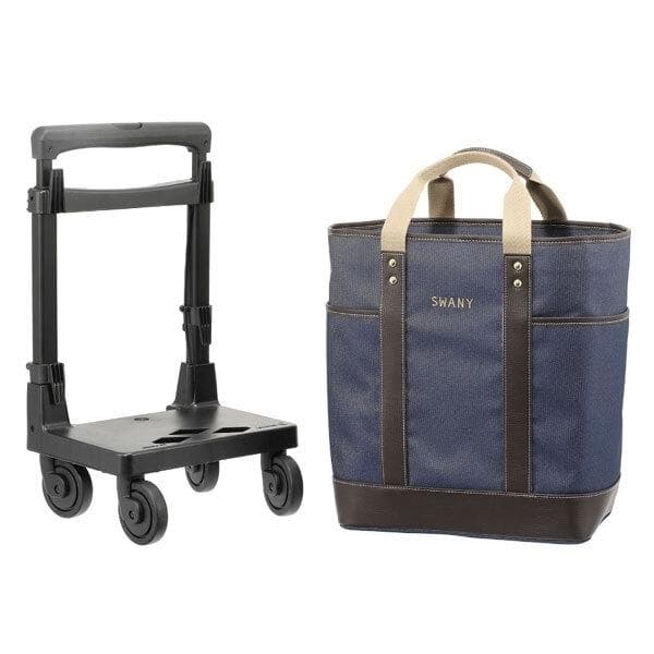 スワニー トートキャリー アクティブタウントート 4輪ストッパー付　ネイビー Mサイズ＞スワニー トートキャリー アクティブタウントート 4輪
