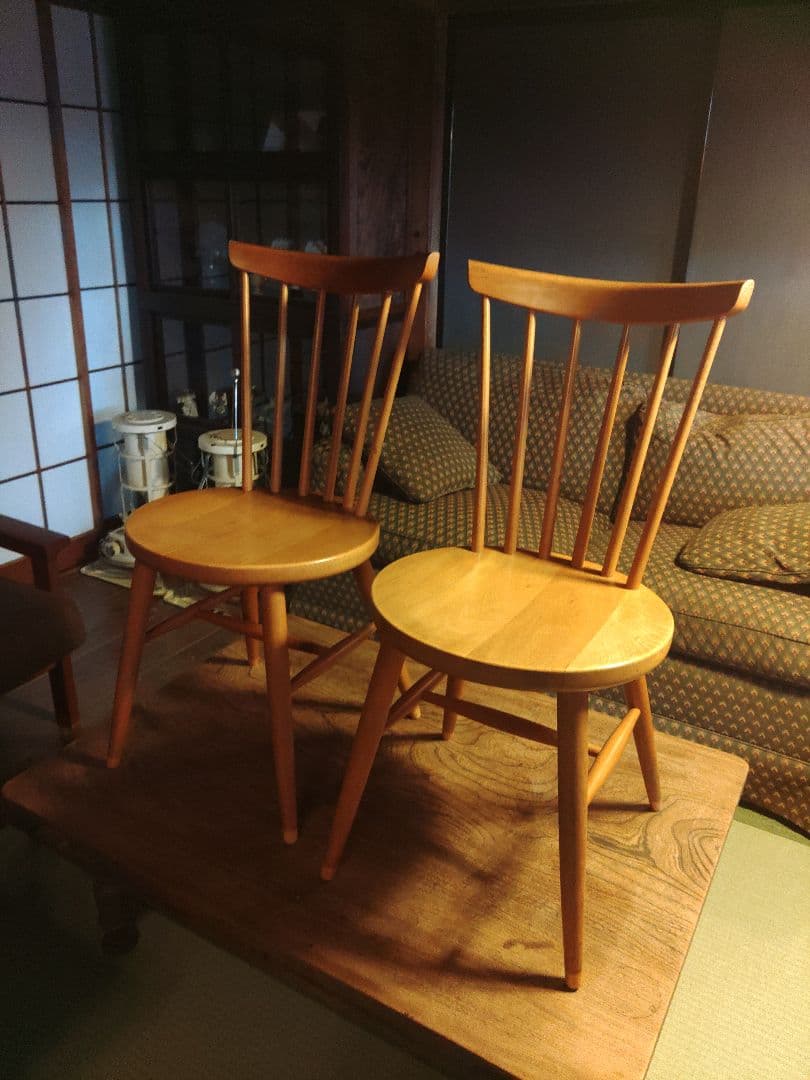 秋田木工　２脚　北欧　椅子　チェア　レトロ　アンティーク　ヴィンテージ
