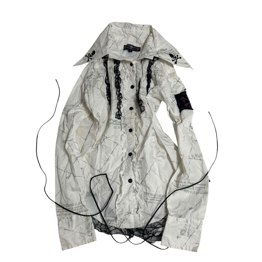 MAD PUNKS レースアップ　レース付きフリルシャツ パンク　y2k