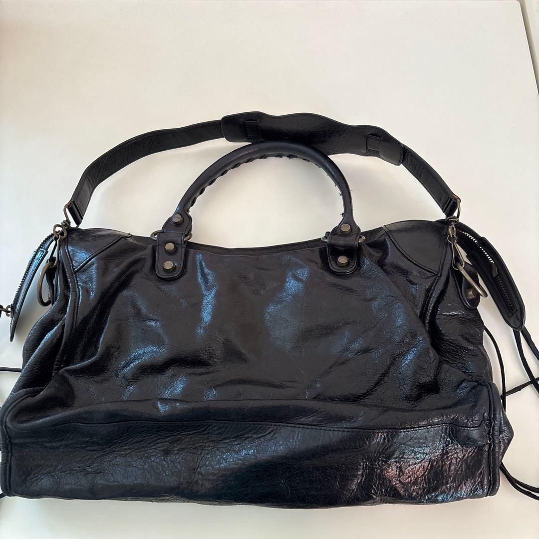 黒 レザー ボストンバッグ