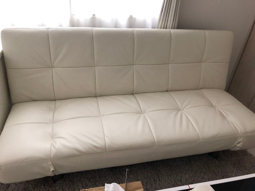 ホワイト合成皮革3人掛けソファ チェスターフィールド ソファ 3人掛け 本革 レザー 白 ホワイト