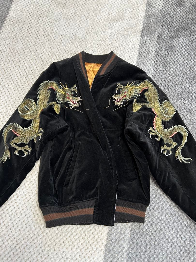 黒 ドラゴン刺繍 スカジャン フリーサイズ Jungle Storm（ジャングルストーム） 【20%OFFセール】 スカジャン