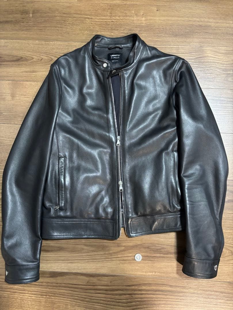 【美品】EMMETI JURI シングルライダース　ブラック 48 EMMETI（エンメティ） EMMETI ／ 数量限定スペシャルカーフスキン