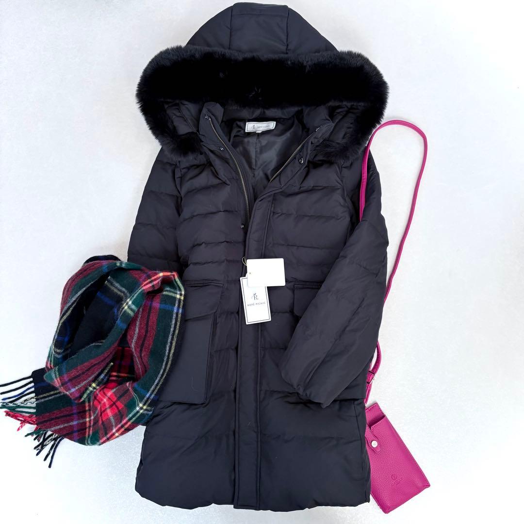 新品タグ付　完売品　ロペピクニック　　ファー付きダウンコート　黒 ロペピクニック ROPE' PICNIC ファー付きダウンコート （ブラック（01