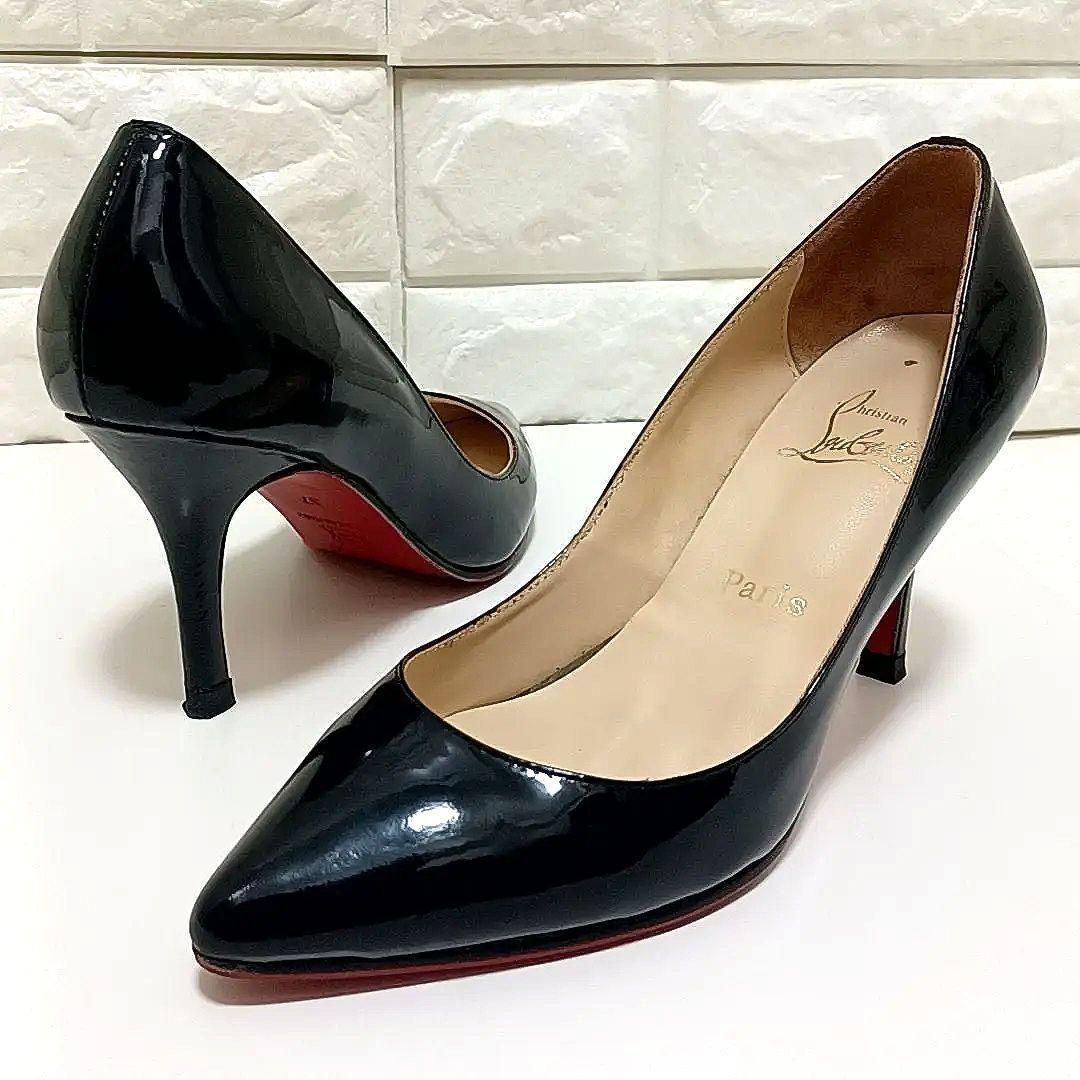 ヒール高8.5cm★ルブタン　レッドソール　ポインテッドトゥ　エナメル　パンプス ヒール高8.5cm☆ルブタン レッドソール ポインテッドトゥ エナメル