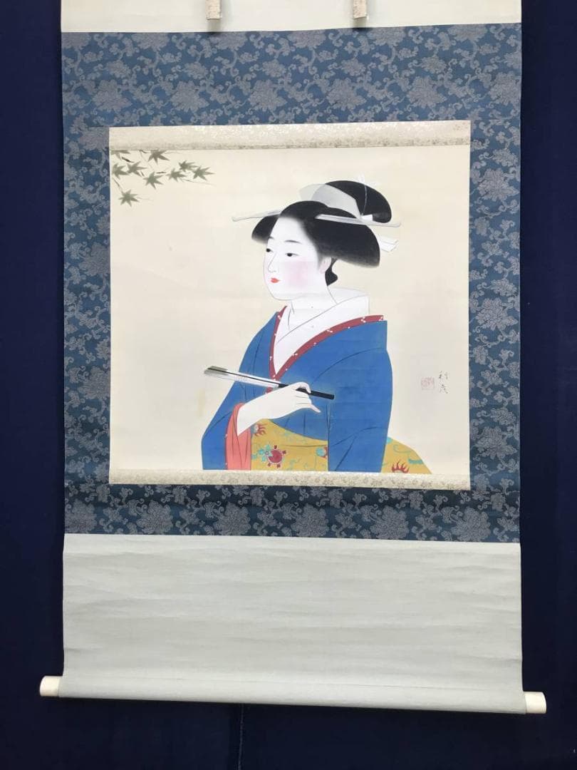 真作】堤利彦/美人画/美人図/掛軸/名家伝来/AC-29