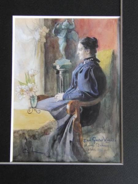 カール・ラーション、エーヴァ・ウプマルク、希少画集画、新品額装付