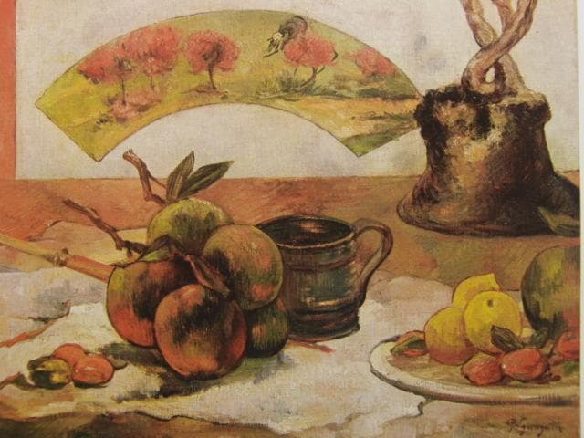 ゴーギャン、【扇のある静物】、希少な画集画、新品高級額 額装付