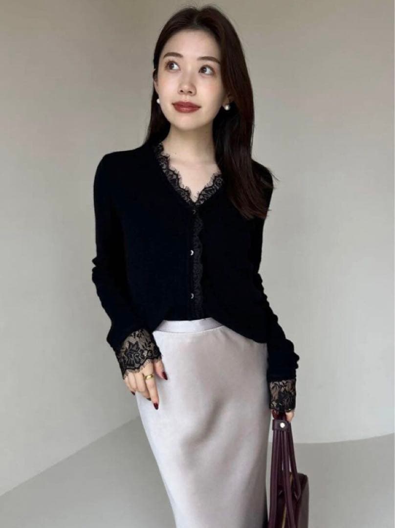 新品　anuans アイラッシュレーストリミングニット アイラッシュレーストリミングニット