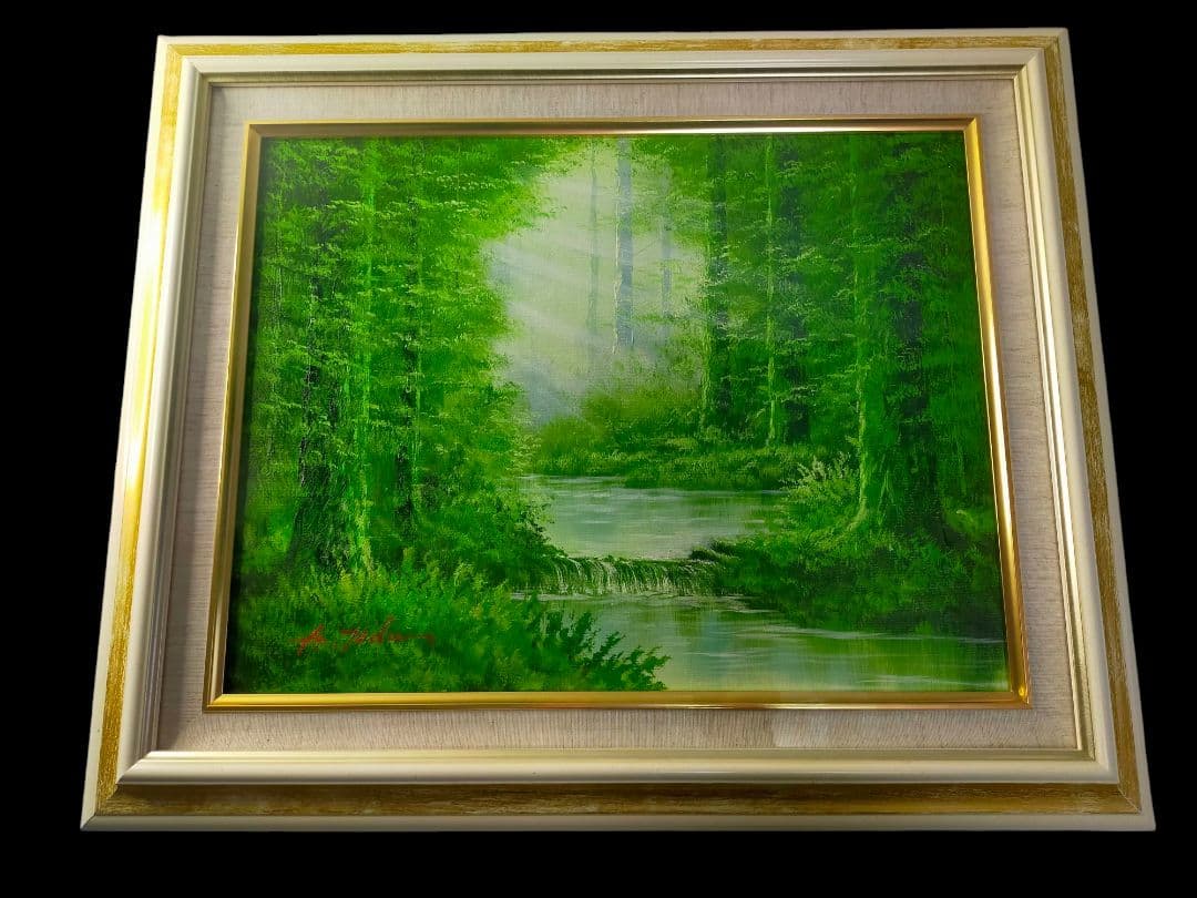 【真作】絵画　戸田彰　油彩6号　陽光　應美会会員　精密描写