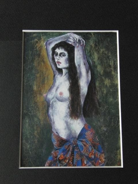 内田あぐり、【立つ】、希少な額装用画集より、新品額装付、状態良好