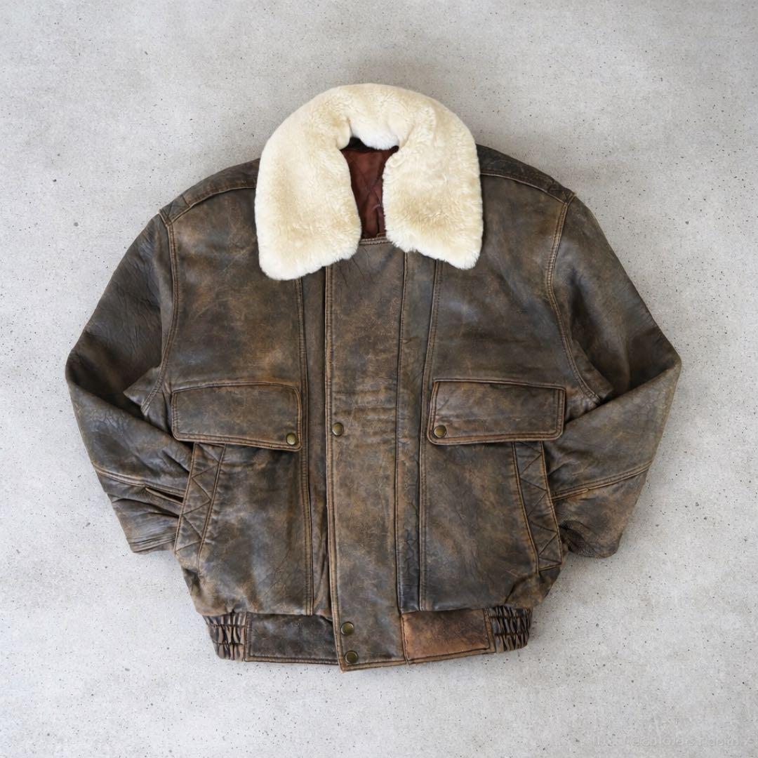 羊革】90s vintage leather jacket g1 a2 短丈 - メルカリ