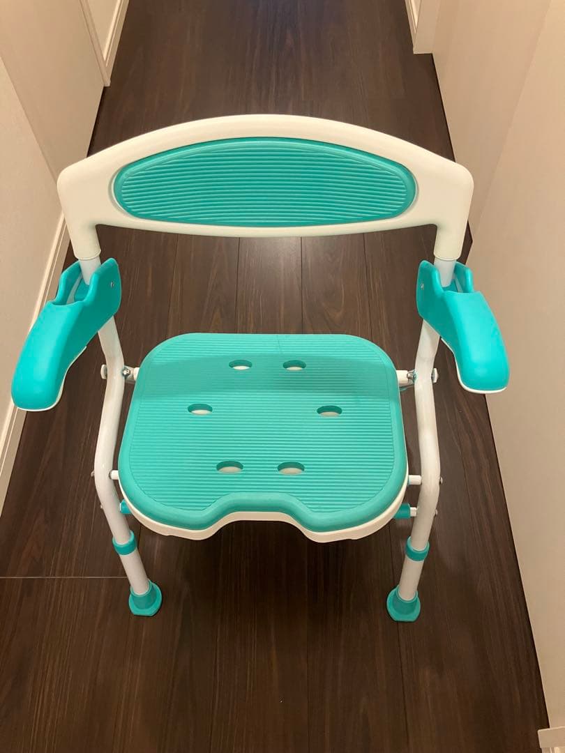 【美品】島製作所 折りたたみシャワーチェア 楽湯DX ライトグリーン