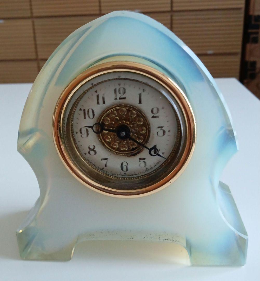 精工舎の置き時計　ウランガラス