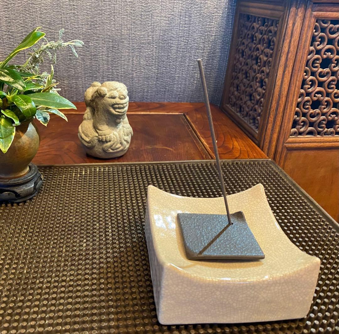 美品 お香たて・ハンドメイド陶器製台座　２点セット ヴィンテージ　レア