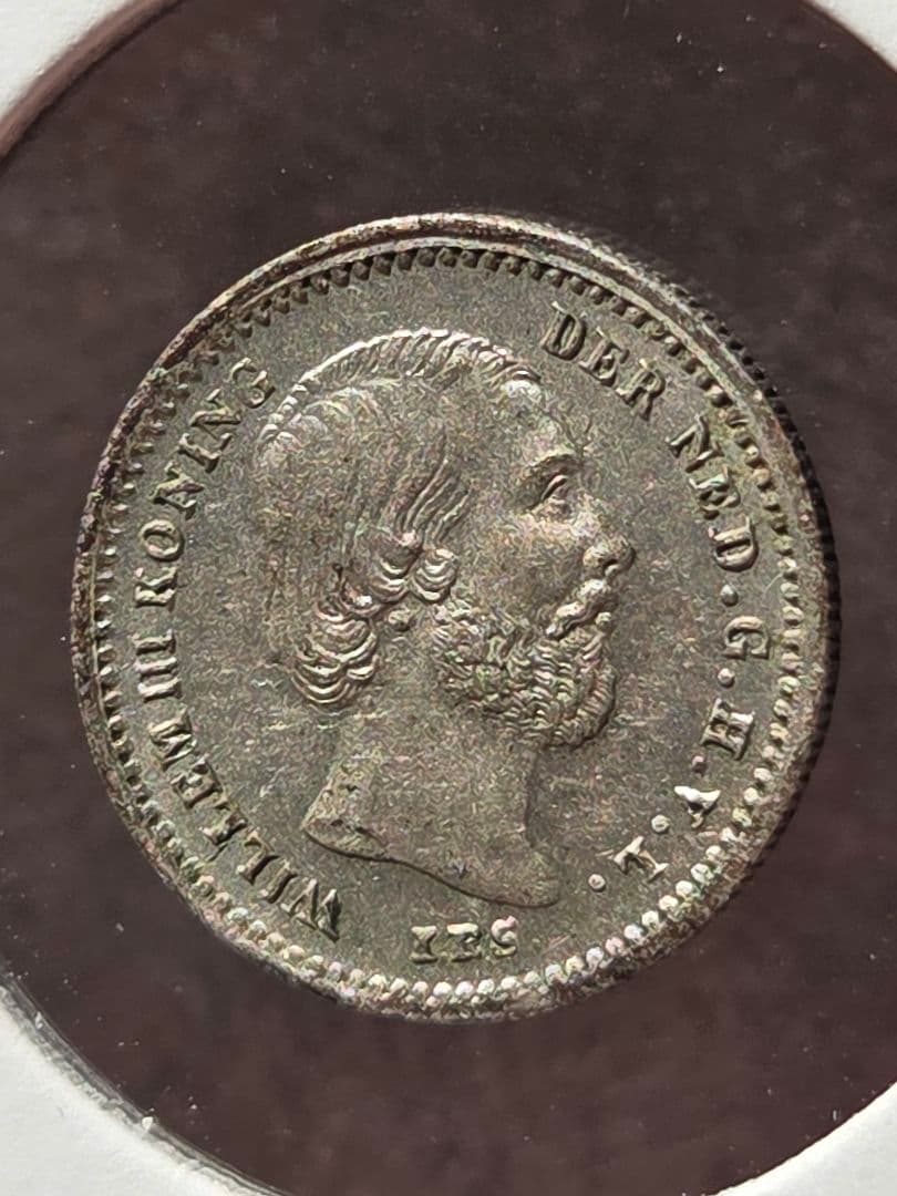 (稀少な状態)ネーデルランド王国　ウィレム3世　5セント銀貨　1855