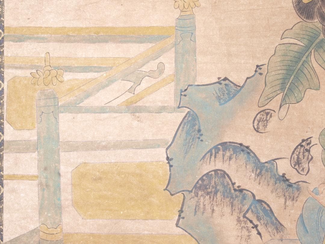 骨董掛け軸】遊春図 中国张萱 唐時代 肉筆保證 掛け軸AK688A12-2