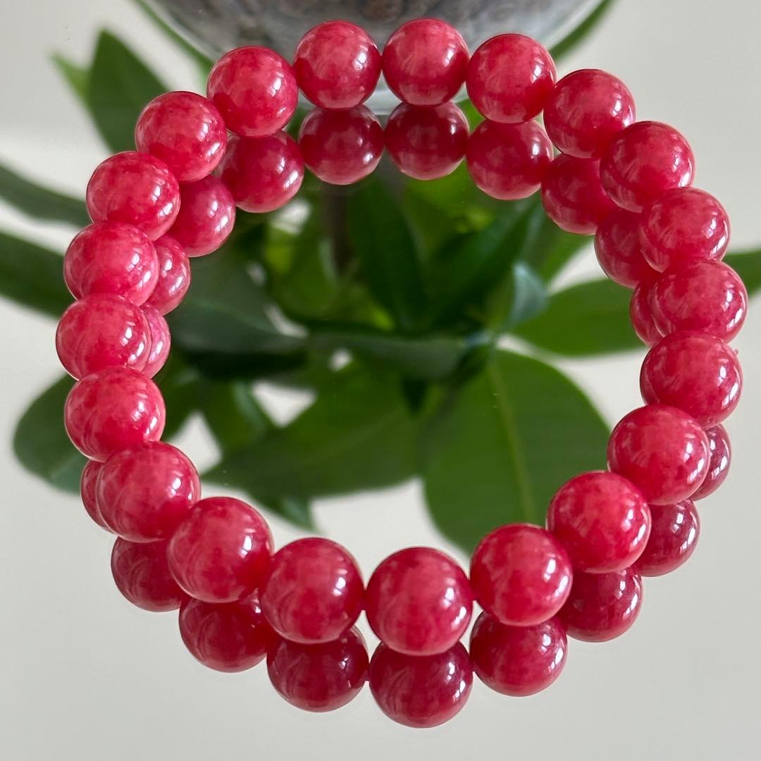 激レア 高品質 上質 AAA ロードナイト 一点物 9.5mmブレスレット天然石 1点物】5Aグレード☆濃厚内包物☆天然石ブレスレット/スーパーセブン