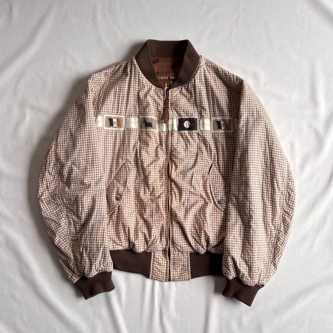 ジャケット・アウター 90s Karl Helmut reversible bomber jacket Vintage Karl Helmut Bomber Denim Jacket Large 90s Japanese Karl