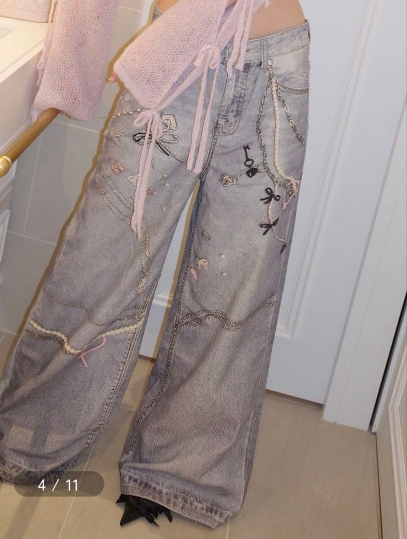 pomme d'amour トイプリントデニムtoy print denim