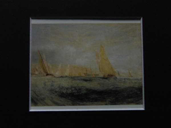 J.M.W.ターナー、《イースト・カウズ城、希少画集画、 新品額装