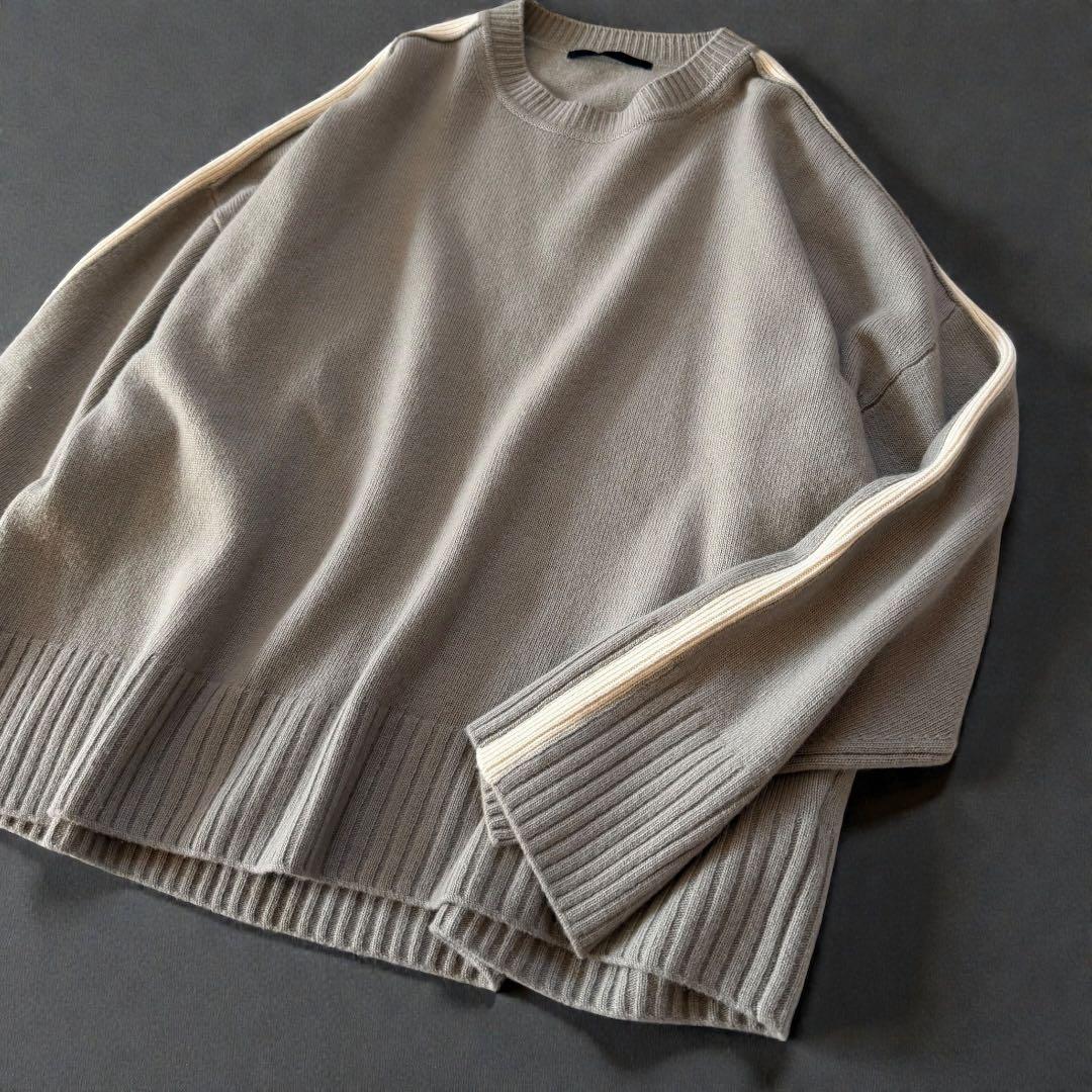 美品✨24AW【AP STUDIO 】カシミヤ混　ライン　ニット　プルオーバー