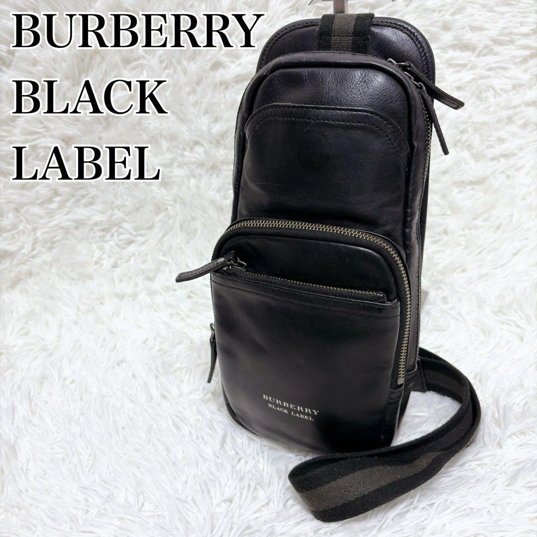 ✨美品✨バーバリー ボディバッグ ショルダーバッグ オールレザー 本革 ブラック