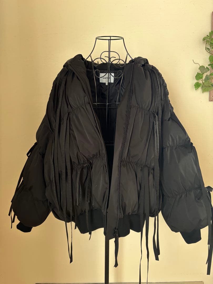 【48】ENFÖLD ダウンジャケット　ブラック　36 リボンダウンジャケット