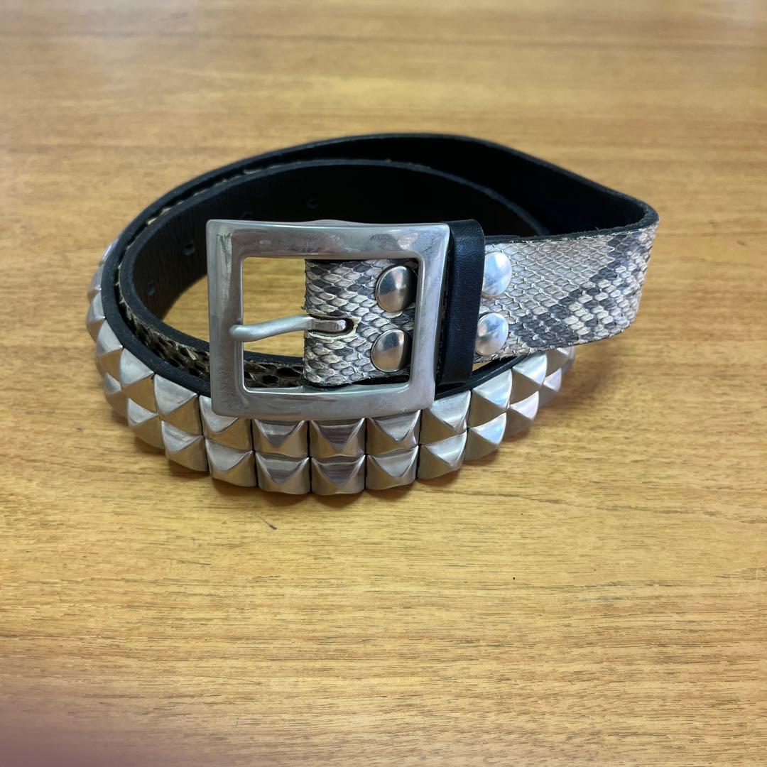 スネークスキン風スタッズベルト 100cm