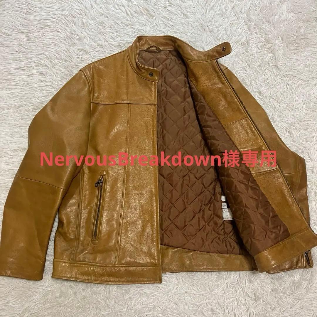 UNIQLO ユニクロ オールドユニクロ レザージャケット ブラウン 牛革 XL UNIQLO オールドユニクロ 本革 レザーライダースジャケット - メルカリ