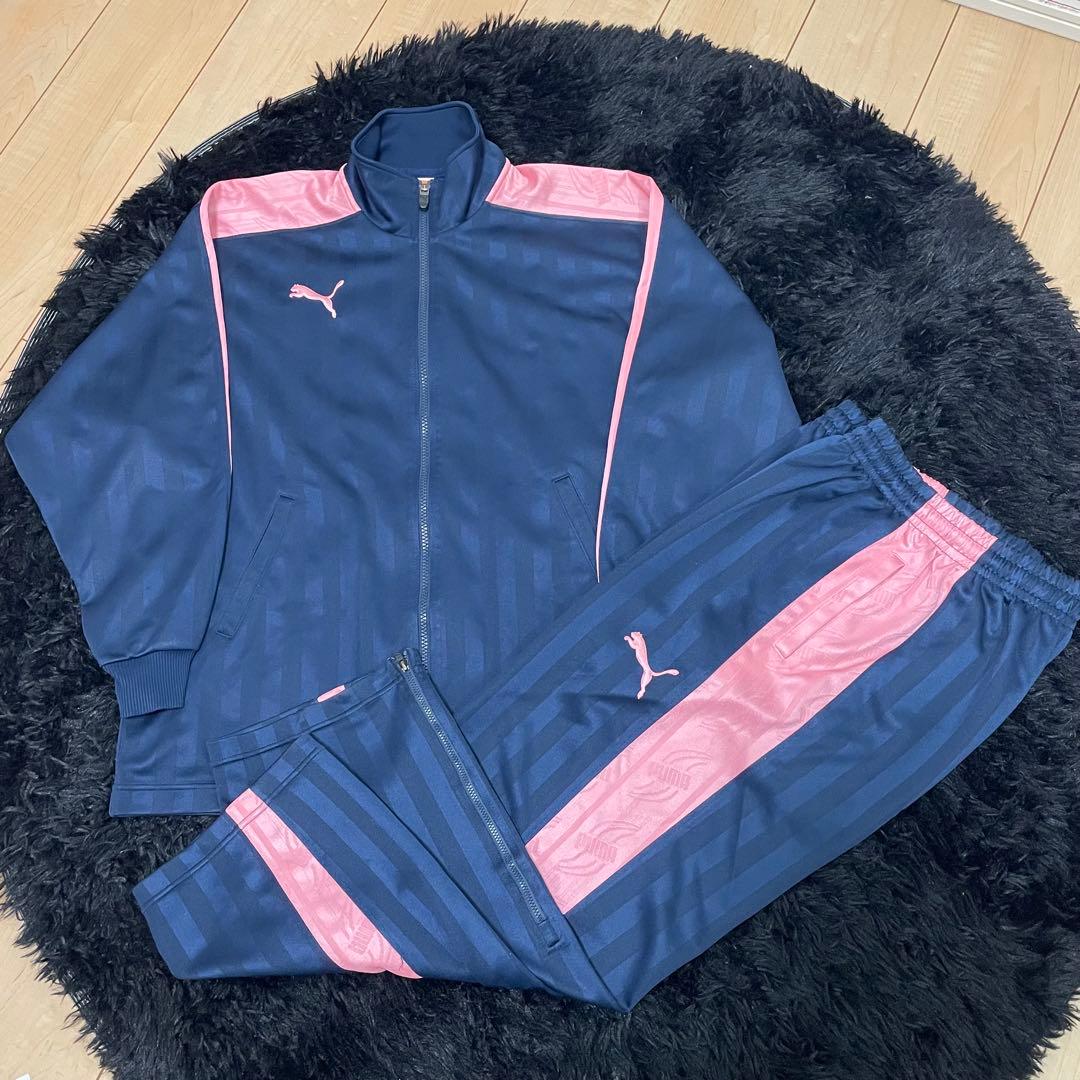 PUMA ジャージ上下セット SS 紺/ピンク - メルカリ