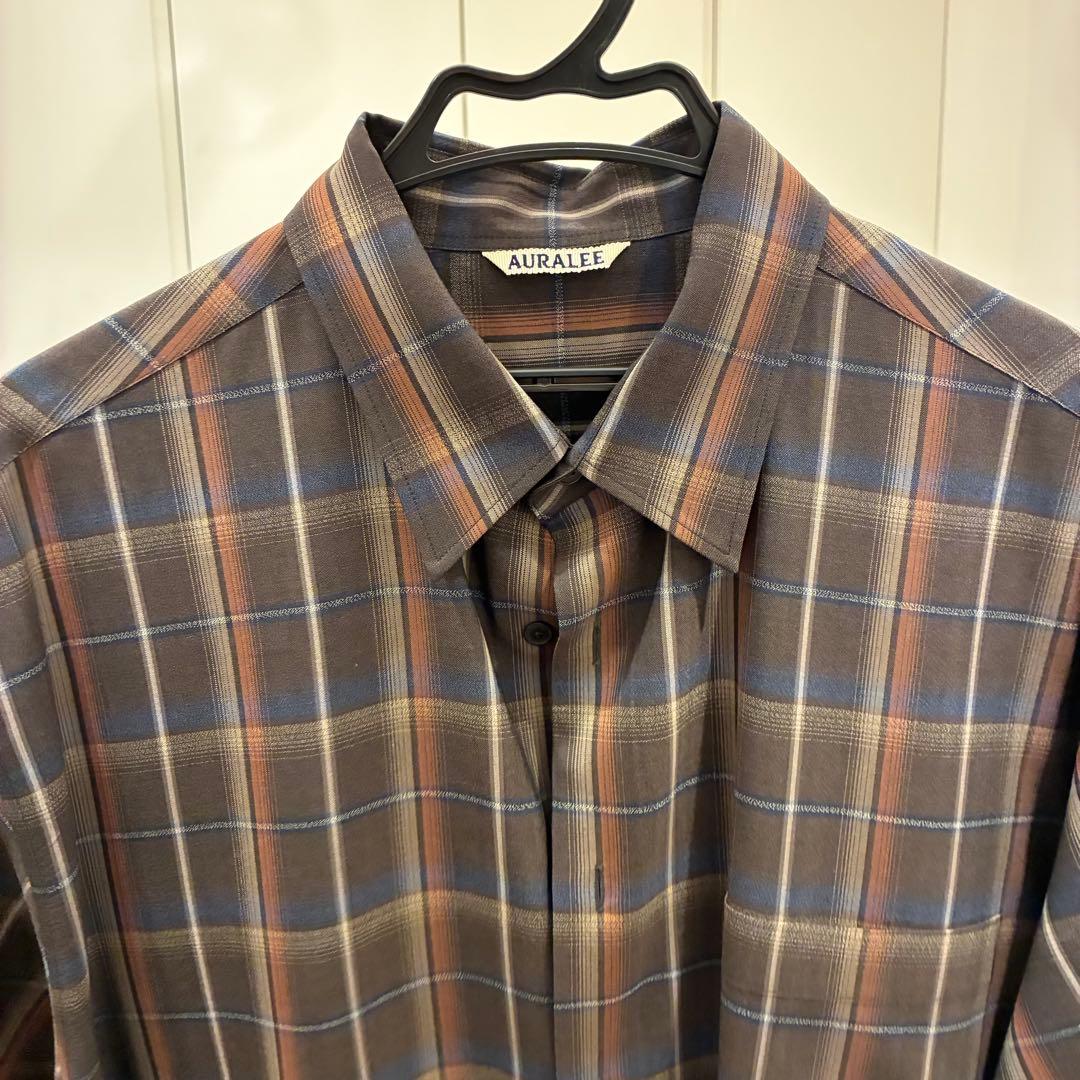 オーラリー チェックシャツ 5 ウール 2024年春夏 AURALEE ブラウン