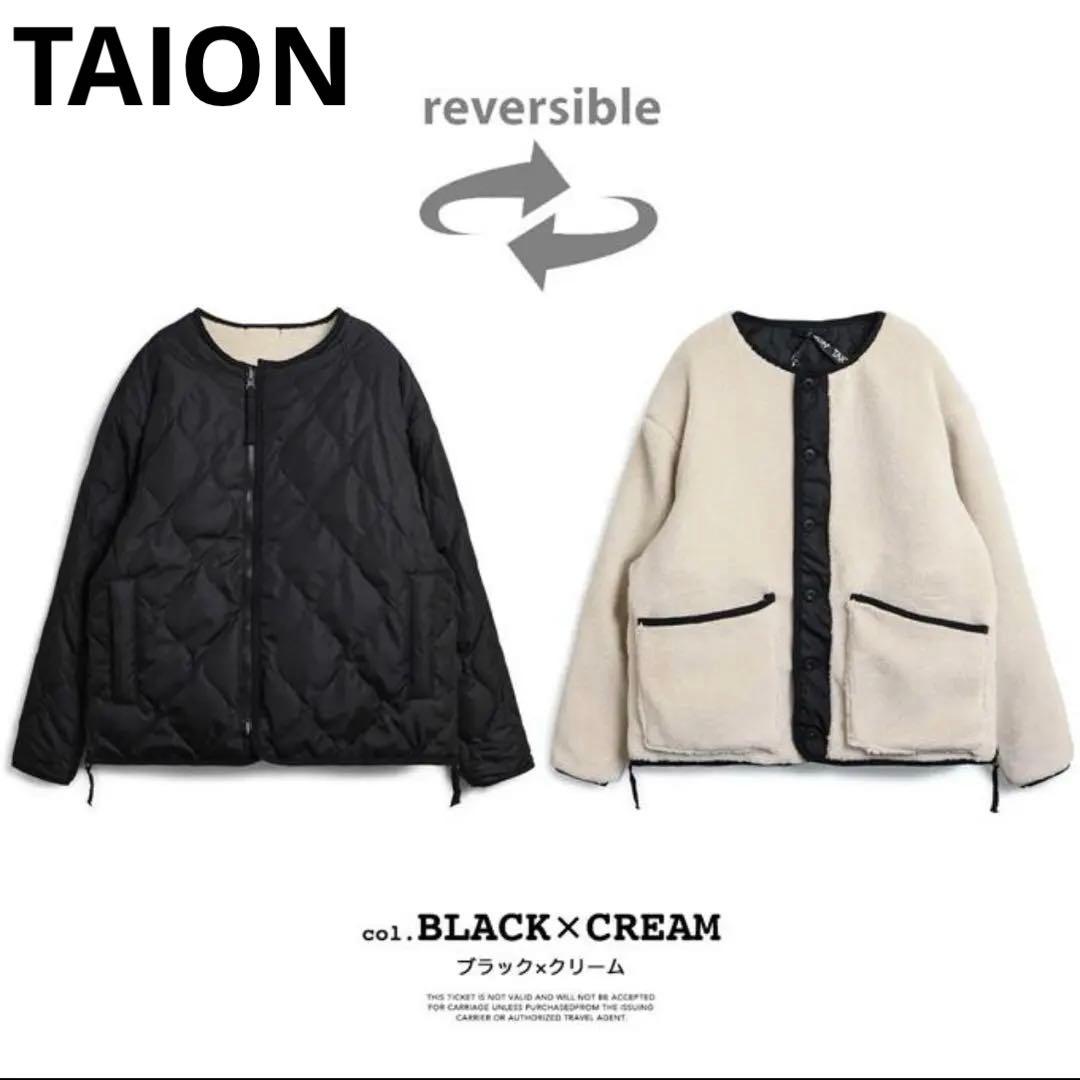 ミリタリーリバーシブルクルーネックダウンジャケットTAION-R104BML-1